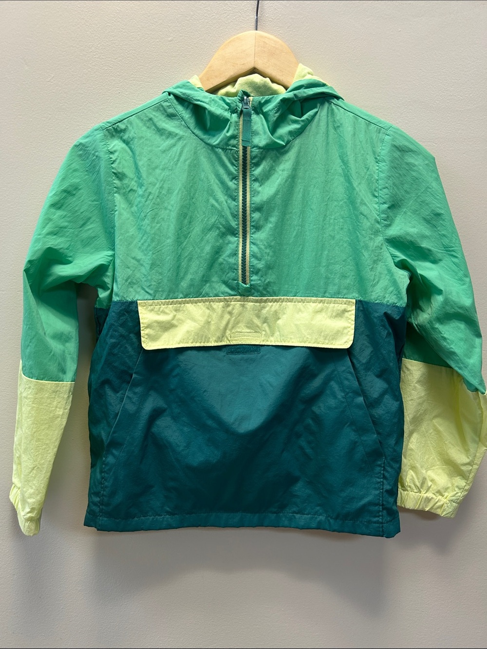 Cat & Jack Kids Colorblock Pullover Windbreaker Jacket Green & Teal